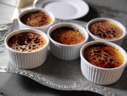 Crème brulee in ramicans on the counter, as seen on Food Network's Farmhouse Rules, Season 4.