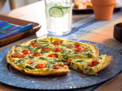 Frittata with Goat Cheese, Tomatoes + Asparagus