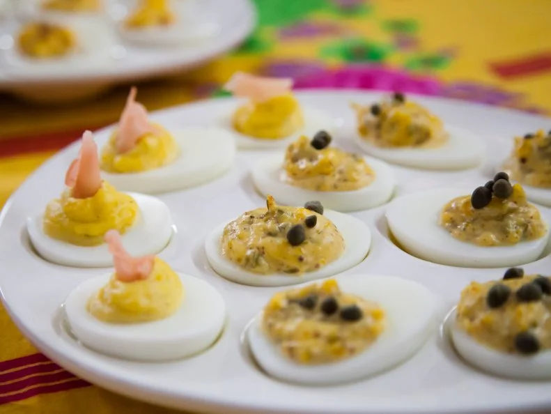 Deviled eggs three ways, as prepared by host Valerie Bertinelli on Valerieâ  s Home Cooking.