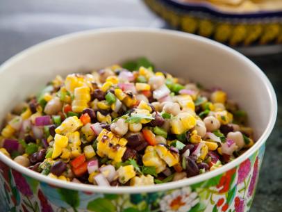 Roasted corn and bean salad, a favorite of host Valerie Bertinelliâ  s stepdaughter, Angela, as prepared on Valerieâ  s Home Cooking.
