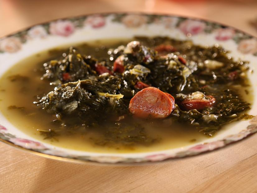 Portuguese Kale Soup from Dana's Kitchen in Cape Cod, MA as seen on Food Network's Diners, Drive-Ins and Dives episode 2306.