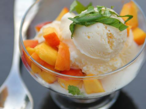 Vanilla Ice Cream with Peach Syrup