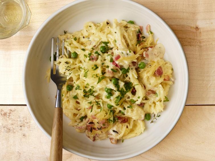 Spaghetti Squash Alfredo with Pancetta and Peas Recipe Food Network