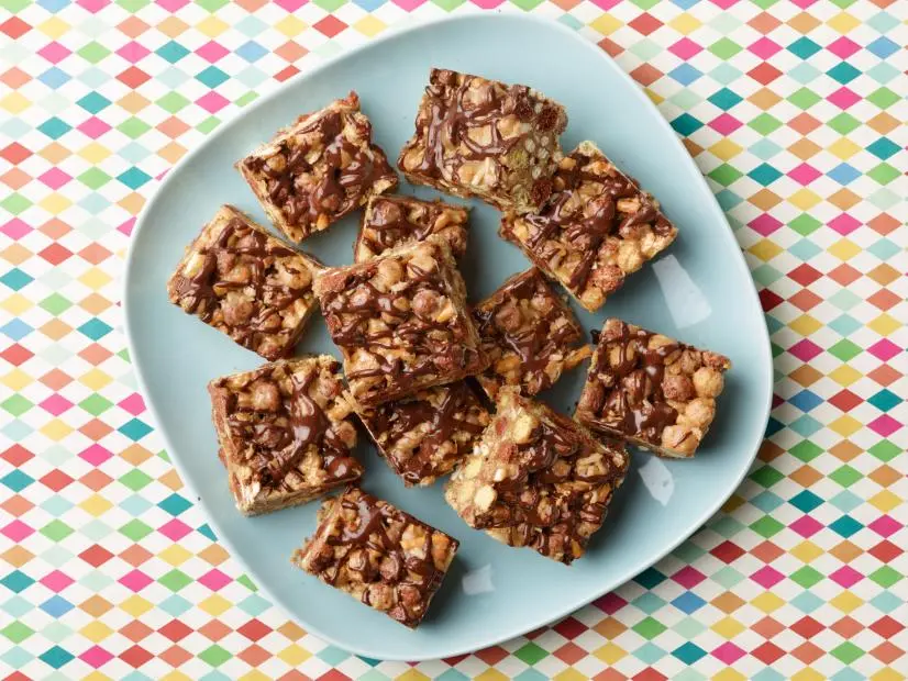 Food Network Kitchenâ  s Chocolate, Pretzel Cereal Treats for KIDS/THANKSGIVING/CAMP CUTTHROAT, as seen on Food Network.