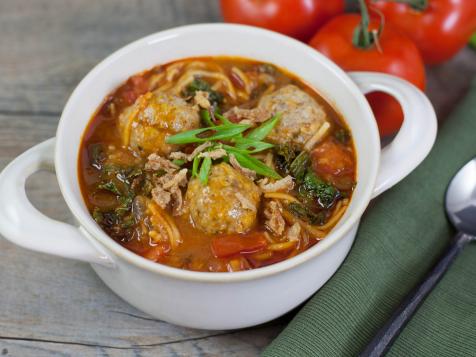 Italian-Thai Fusion Soup with White Wine and Meatballs