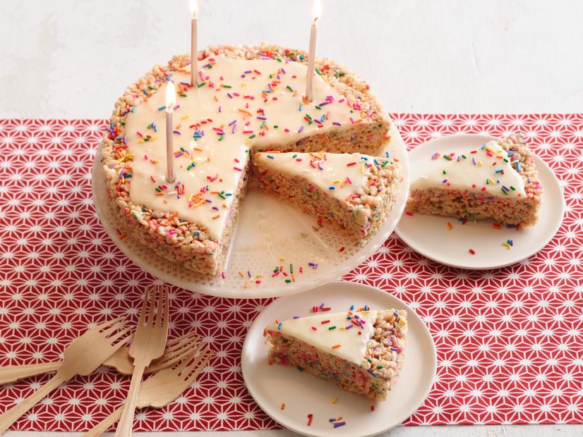 FNK BIRTHDAY CRISPY RICE TREATS
Food Network Kitchen
Food Network
Unsalted Butter, Mini Marshmallows, Vanilla Extract, Kosher Salt, Crispy White Cereal,
Multicolored
Sprinkles, Confectioners’ Sugar