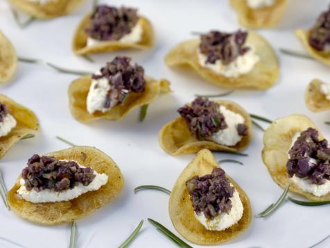 Potato Crisps with Goat Cheese and Olives