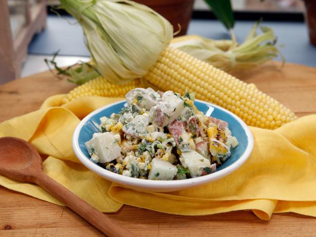 Grilled Corn and Poblano Potato Salad