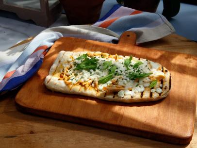 Katie Lee's Buffalo Chicken Grilled Pizza, as seen on Food Network's The Kitchen, Season 7.