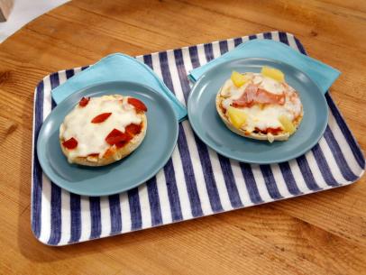 Sunny Anderson's English Muffin Pizza dish is seen on the set of Food Network's The Kitchen, Season 7.