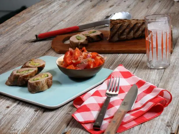 Cheese-and-Broccoli-Stuffed Pork Roulade with Grilled Tomato Relish ...
