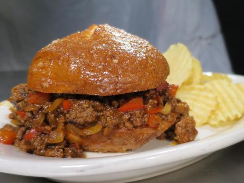 Root Beer Sloppy Joes on Pretzel Buns