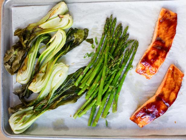 Glazed Salmon and Bok Choy Sheet Pan Dinner
