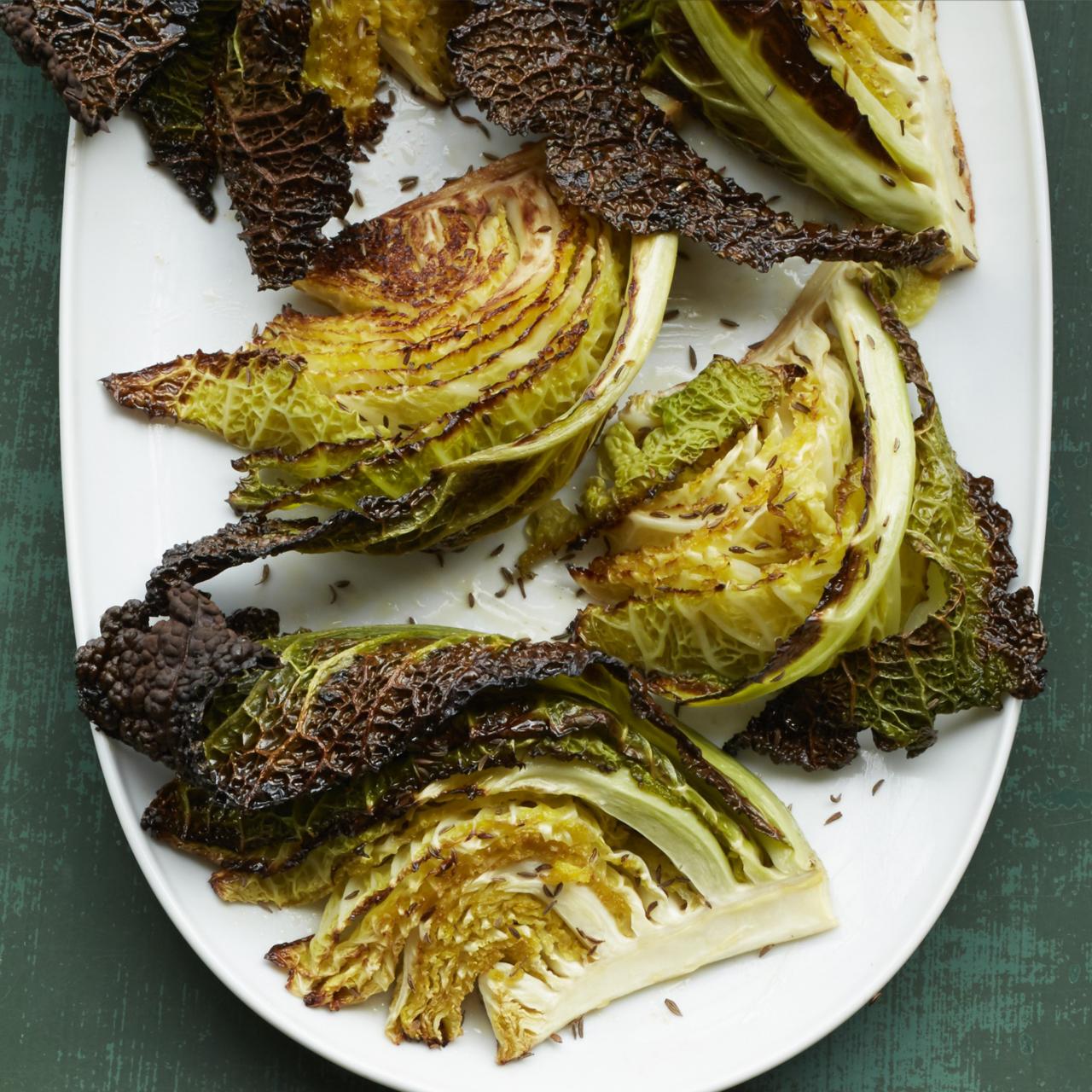 Roast savoy cabbage with nori sauce, confit ginger and shallot recipe -  Recipes 