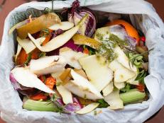 Organic waste for compost with vegetables, fruits and varied food.
