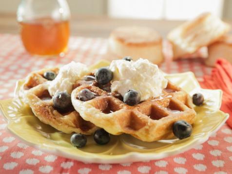 Biscuit Waffles with Lemon Cream, Lemon Syrup and Blueberries