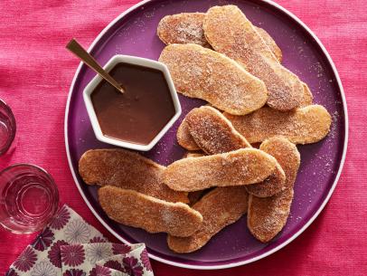 Food Network Kitchen’s  Year of Pancakes, May, Churro Pancakes with Mexican Chocolate Sauce