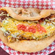 Native American fry bread tacos. One of our iconic Arizona dishes and the restaurants that serve them. Food photography and article by Jackie Alpers for the Food Network.
