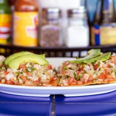 Ceviche tostadas in mariscos chihuahua restaurant. One of our iconic Arizona dishes and the restaurants that serve them. Food photography and article by Jackie Alpers for the Food Network.