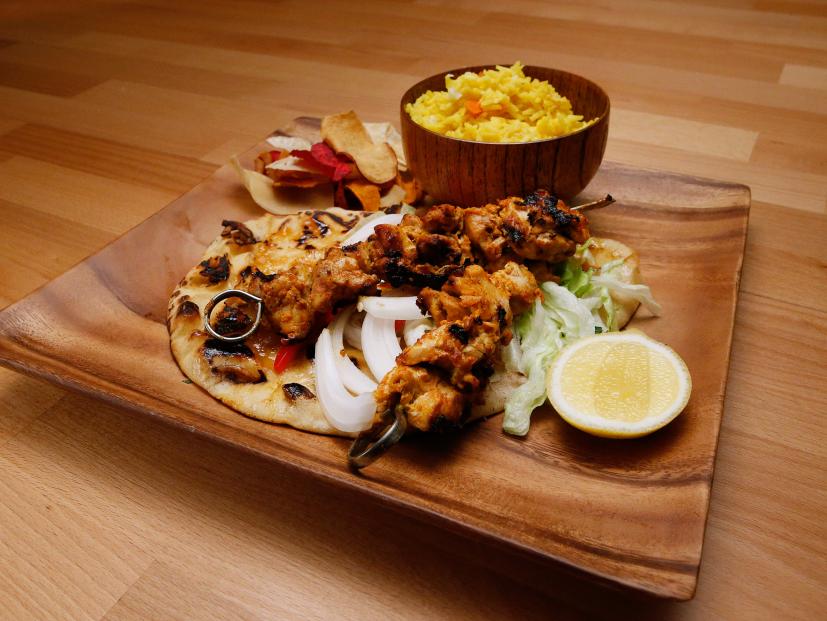 Mentor Rachael Ray's Curried Chicken Kabob Sandwich, as seen on Food Network's Worst Cooks in America, Season 9.