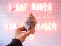 This bakery has ignited the cruffin craze in San Francisco, with crowds lining up every morning to get their hands on the flaky, buttery beauty. Layers of croissant dough are baked in the shape of a muffin, then piped through with decadent fillings like peanut butter cream and fresh strawberry jam.