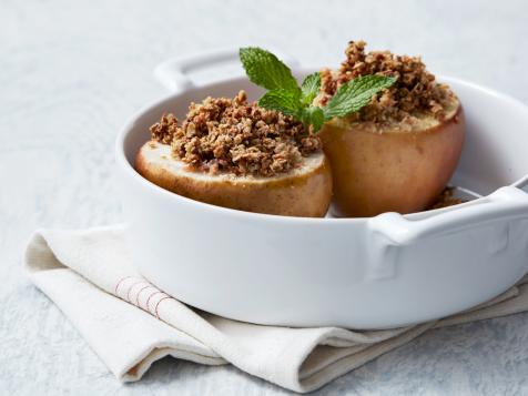 Baked Apples with Bacon Streusel and Maple Cream