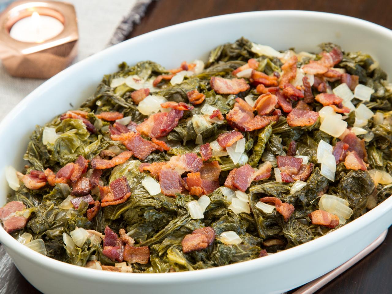 Southern Style Mustard Greens with Crispy Bacon - Tastes Just Like A Memory