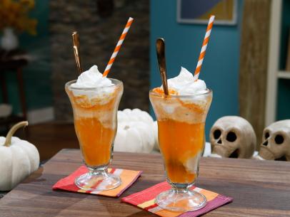 Geoffrey Zakarian's Candy Corn Float cocktail is displayed as seen on Food Network's The Kitchen, Season 11.