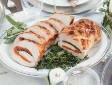 Host Giada De Laurentiis' dish, Stuffed Tricolore Pork Loin, as seen on Food Network’s Giada’s Giada's Holiday Handbook, Season 2.