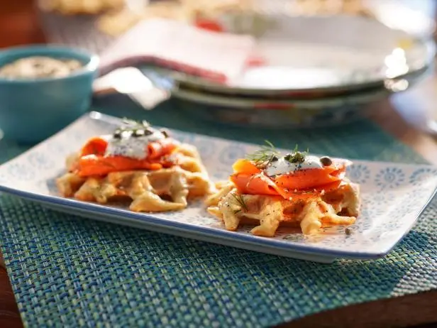 "Everything" Savory Potato Waffles with Smoked Salmon Recipe | Valerie Bertinelli | Food Network