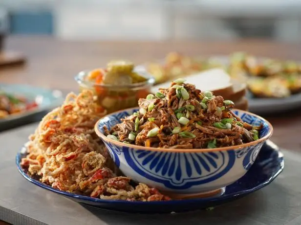 Slow-Cooker Pulled Pork with Fried Shallots and Chiles Recipe | Valerie Bertinelli | Food Network