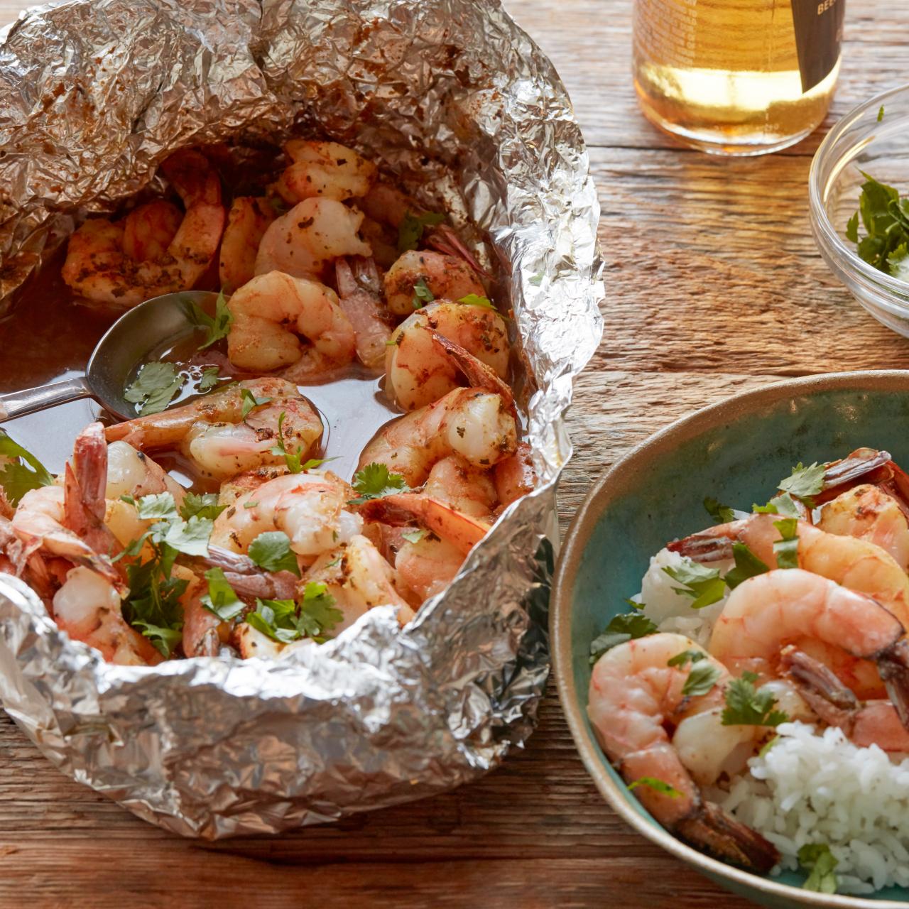 Healthy Chipotle Beer-and-Butter Shrimp Foil Pack Recipe
