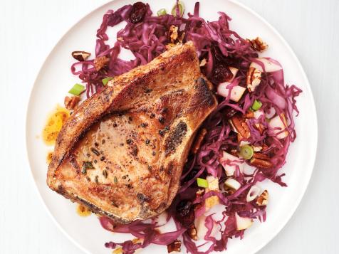 Pork Chops with Pear-Pecan Slaw