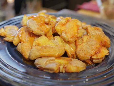 Smashed Fingerlings with BBQ Sauce