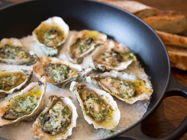 solid London Takt Grilled Oysters with Parsley and Garlic Butter Recipe | Sarah Sharratt |  Cooking Channel