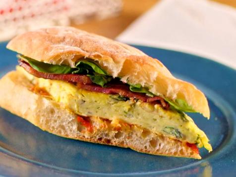 Goat Cheese and Red Onion Frittata Sandwich Crunchified with Pepper Relish