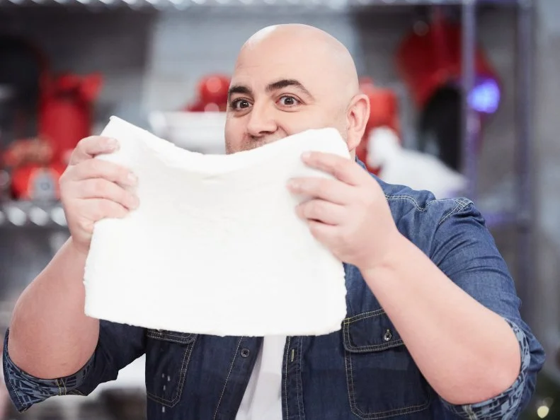 Host Duff Goldman preparing his dish, Homemade S'Mores, as seen on Food Network's Holiday Baking Championship: Duff's Sweet Spot, Season 3.