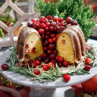 Jeff Mauro and Marcela Valladolid's Orange Cranberry Bundt Cake is displayed, as seen on Food Network's The Kitchen, Season 11.