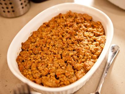 Sweet potato banana casserole, as seen on Food Network's Worst Cooks in America, Holiday House Call Special.