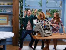 Hosts Sunny Anderson, Marcela Valladolid and Jeff Mauro discuss organizational tips and tricks during a winter edition of the Old Tool, New Tricks segment, as seen on Food Network's The Kitchen, Season 11.