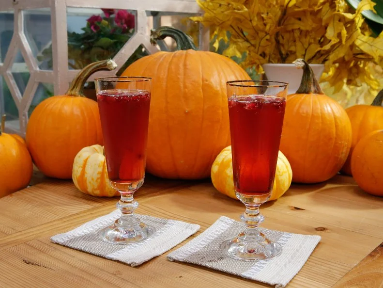 Valerie Bertinelli Berry Kir Royale is displayed, as seen on Food Network's The Kitchen, Season 11.