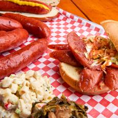 John Mull's Meats and Road Kill Grill's Hot Link Sausage Plus Sides in Las Vegas, Nevada for FoodNetwork.com