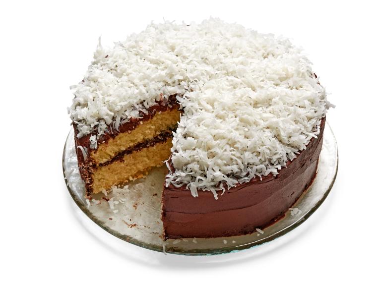 CoconutAlmond Layer Cake with Chocolate Frosting Recipe Food Network Kitchen Food Network