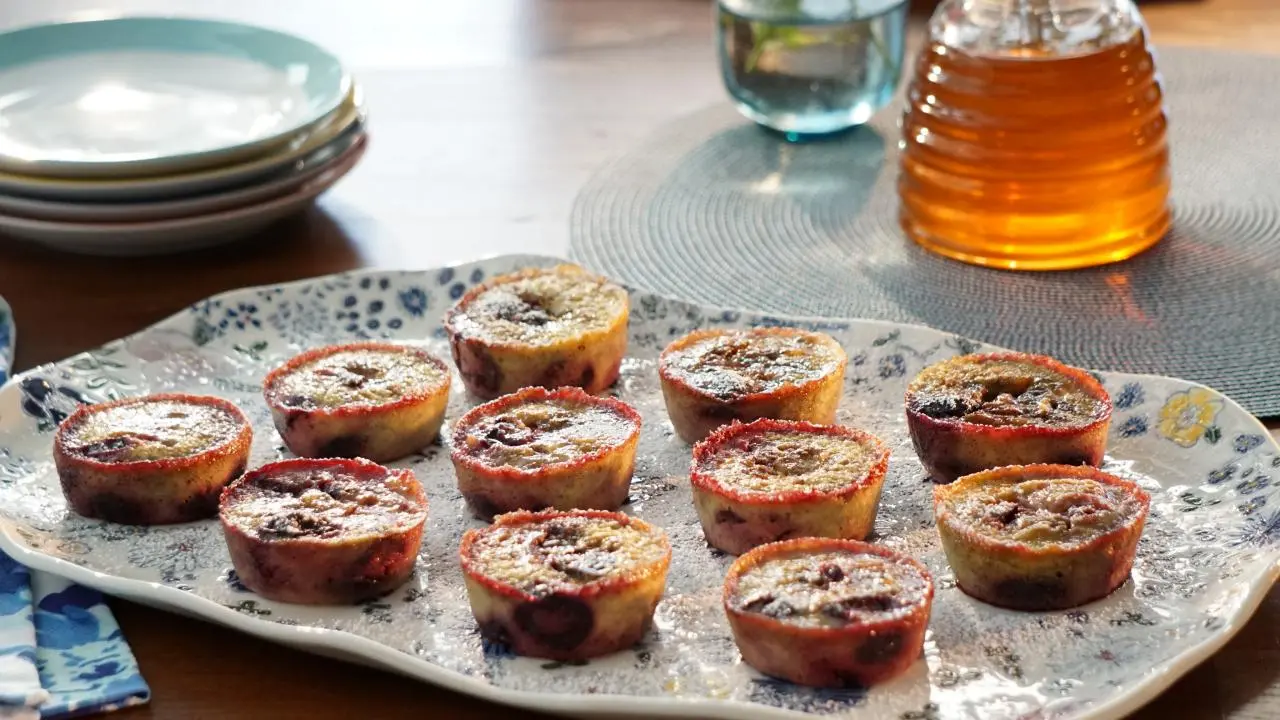 Banana Cherry Custard Muffins