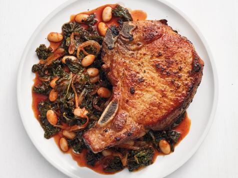 Spiced Pork Chops with Maple-Braised Greens