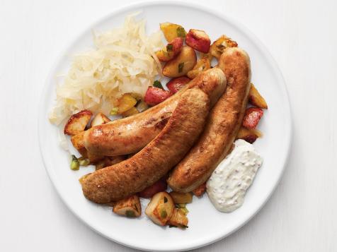 Bratwurst with Sauerkraut and Apple-Potato Hash