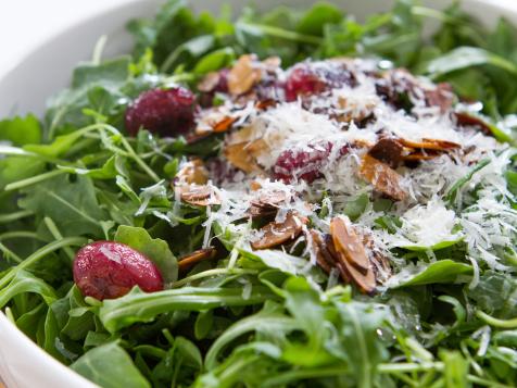 Arugula Salad with Blistered Grapes and Sparkling Wine Vinaigrette
