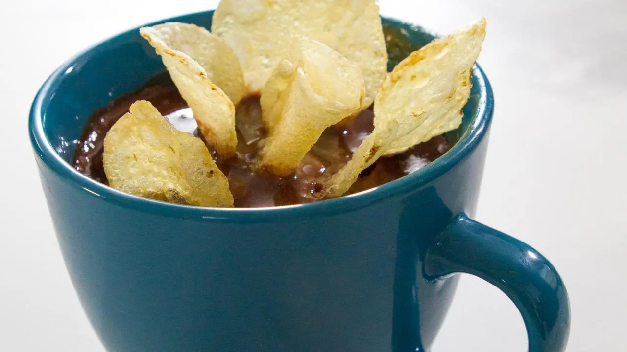 Peanut Butter Mug Cake with Chocolate Icing and Potato Chips Recipe