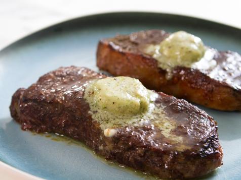 Well-Done Steak with Blue Cheese Compound Butter