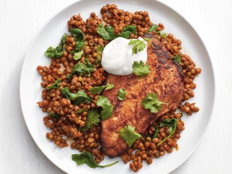 Tandoori Turkey Cutlets with Lentils